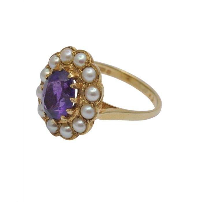 Amethyst Pearl Gold Ring - Plaza Jewellery Amethyst Pearl Gold Ring